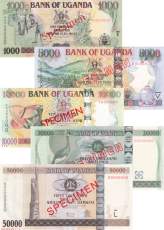 Uganda Set p43a p47c 1000 bis 50.000 Shillings